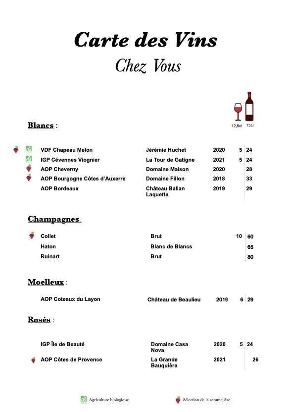 Carte des Vins